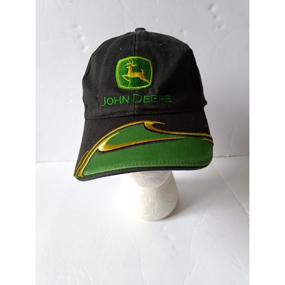 John Deere Trucker Hat Strapback Black Adjustable Embroidered